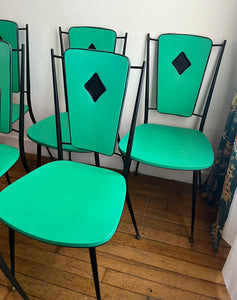 ENSEMBLE DE 6 CHAISES VINTAGE "CARTES À JOUER"