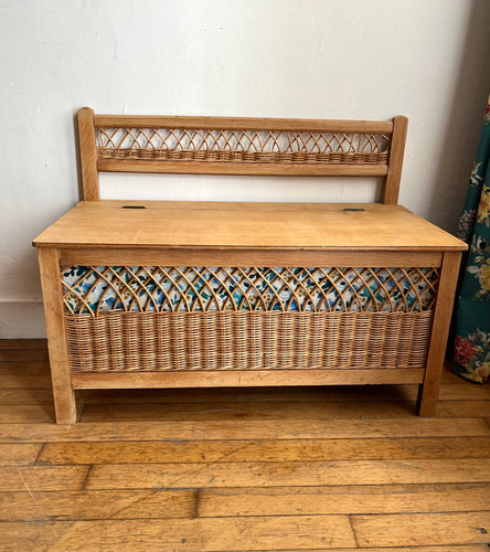 BANC COFFRE À JOUET EN ROTIN