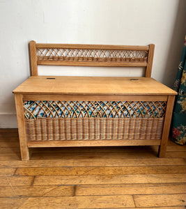 BANC COFFRE À JOUET EN ROTIN