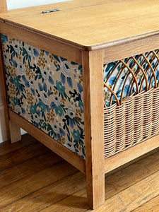 BANC COFFRE À JOUET EN ROTIN