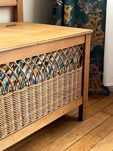 BANC COFFRE À JOUET EN ROTIN