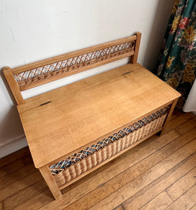 BANC COFFRE À JOUET EN ROTIN