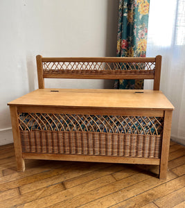 BANC COFFRE À JOUET EN ROTIN