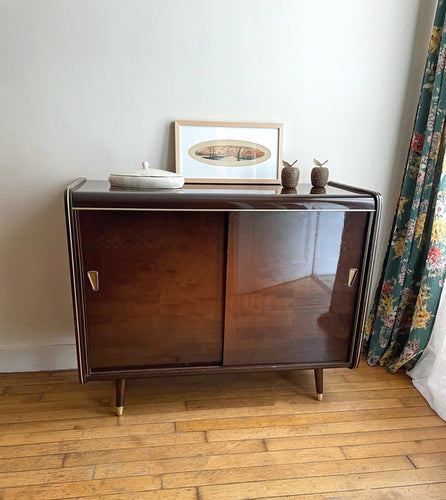 MEUBLE HIFI ANNÉES 50 EN BOIS VERNIS
